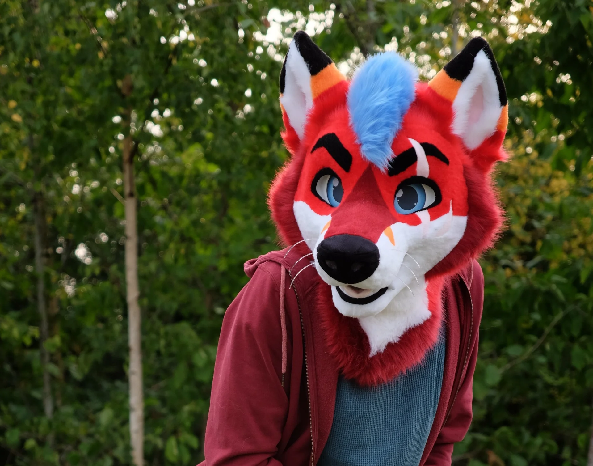 Scar fox bright red with blue and orange accents mini partial